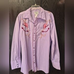 Vintage 1970's Mens Ranchwear Shirt H Bar C, Long Tall, 17 1/2 X 35